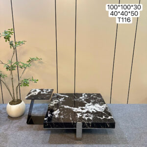 Bàn trà mặt đá cẩm thạch kết hợp gỗ veneer - mã T116