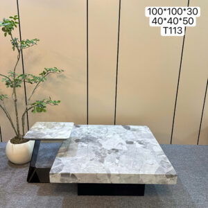 Bàn trà đá cẩm thạch kết hợp gỗ veneer - mã T113