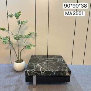 Bàn trà đá cẩm thạch kết hợp gỗ veneer , chân inox - mã 2551