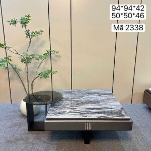 Bàn trà đôi mặt đá cẩm thạch - mã 2338