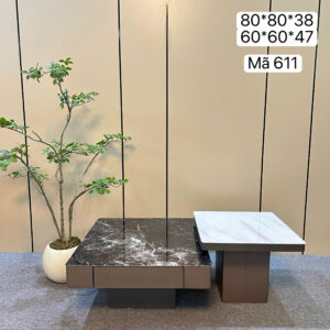Bộ bàn trà vuông đá cẩm thạch - mã 611